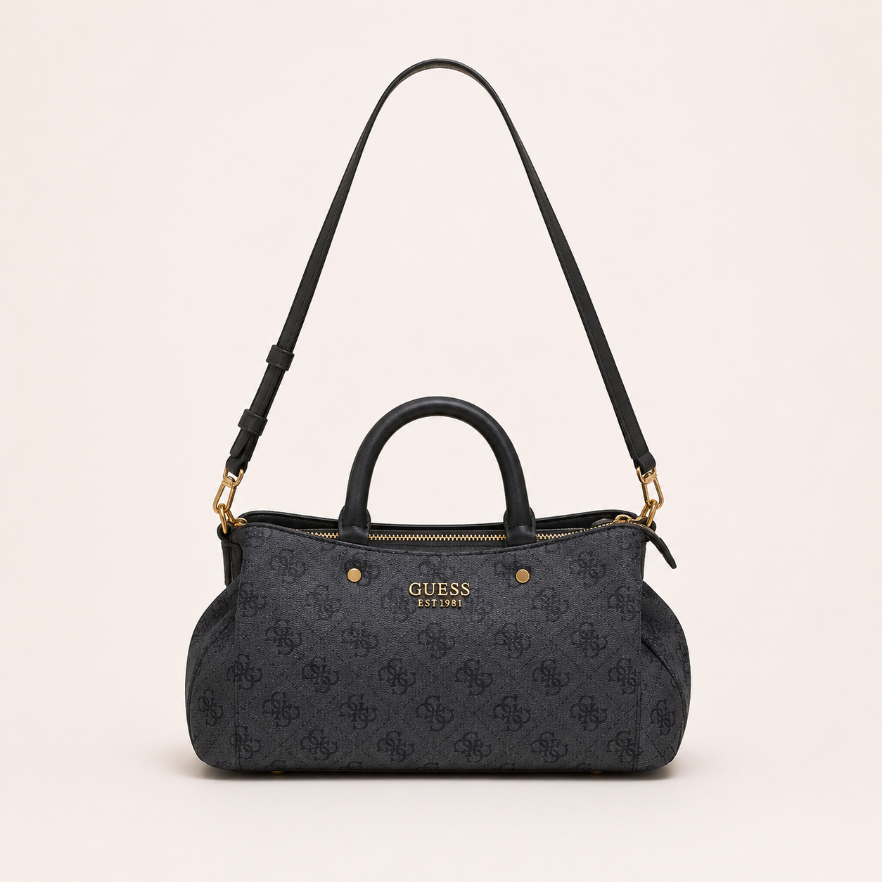Guess-Inspired Monogram Mini Satchel Crossbody Bag (Grey)
