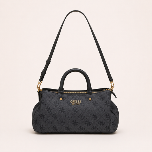 Guess-Inspired Monogram Mini Satchel Crossbody Bag (Grey)