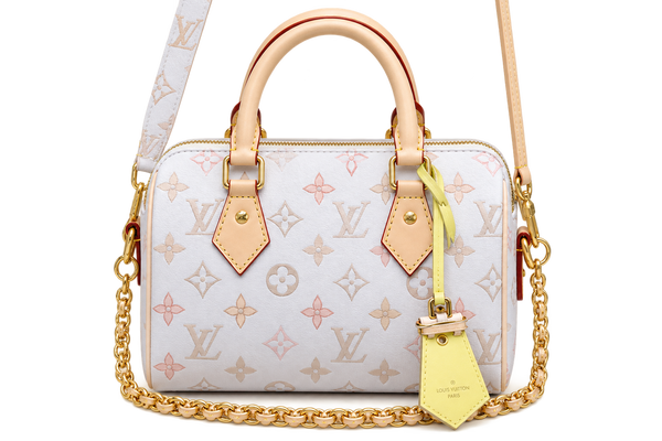 LV-inspired Monogram Eclipse Speedy Chain Bag (White)