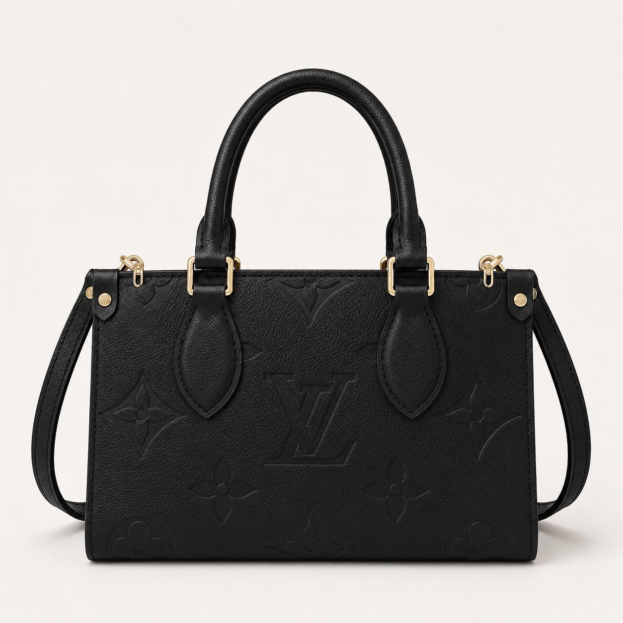 LV-Inspired On The Go East West Monogram Handbag With Double Box Packaging (Black)