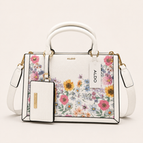 Aldo-inspired Priaira Floral Tote Bag With Box And Pouch (Purple Flower)
