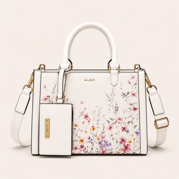 Aldo-inspired Priaira Floral Tote Bag With Box And Pouch (Orange Flower)