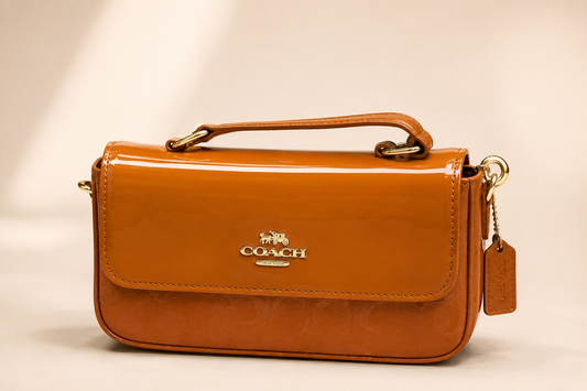 C-Inspired Hailey Bold Signature Crossbody Bag With Box And Dust Bag (Caramel Brown)