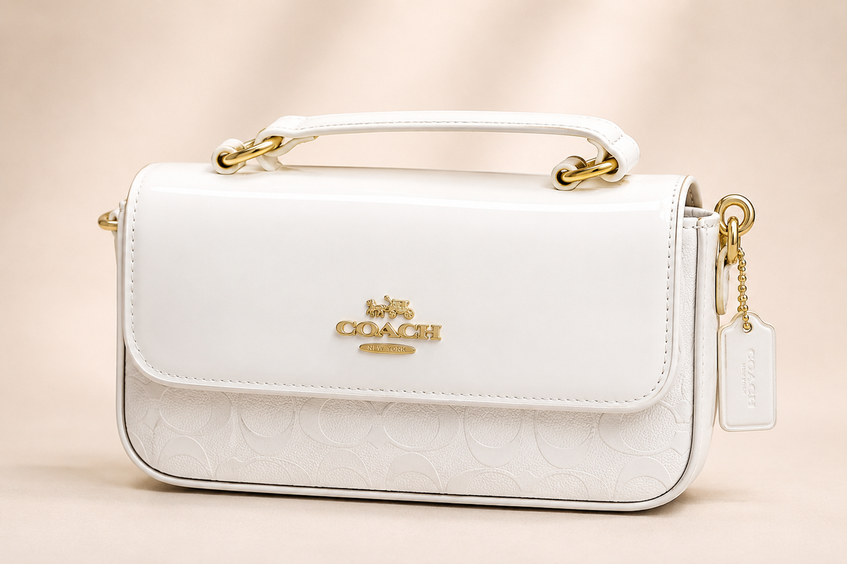 C-Inspired Hailey Bold Signature Crossbody Bag With Box And Dust Bag (White) Main image