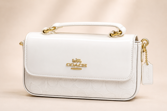 C-Inspired Hailey Bold Signature Crossbody Bag With Box And Dust Bag (White)
