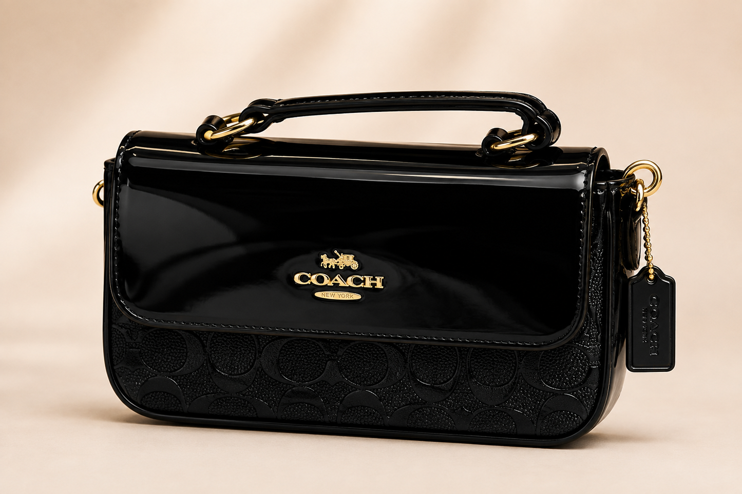 C-Inspired Hailey Bold Signature Crossbody Bag With Box And Dust Bag (Black)