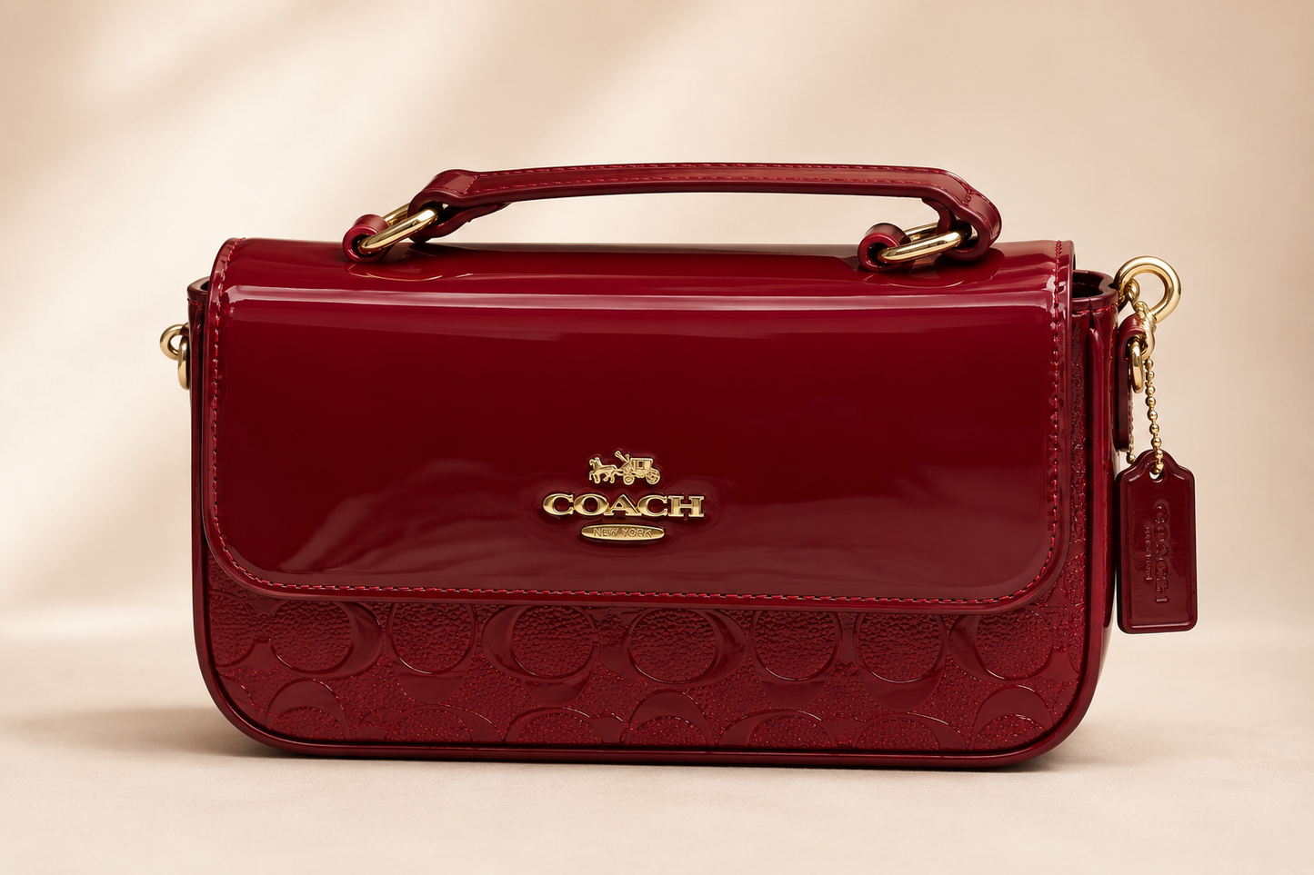 C-Inspired Hailey Bold Signature Crossbody Bag With Box And Dust Bag (Maroon)