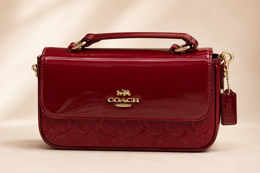 C-Inspired Hailey Bold Signature Crossbody Bag With Box And Dust Bag (Maroon)