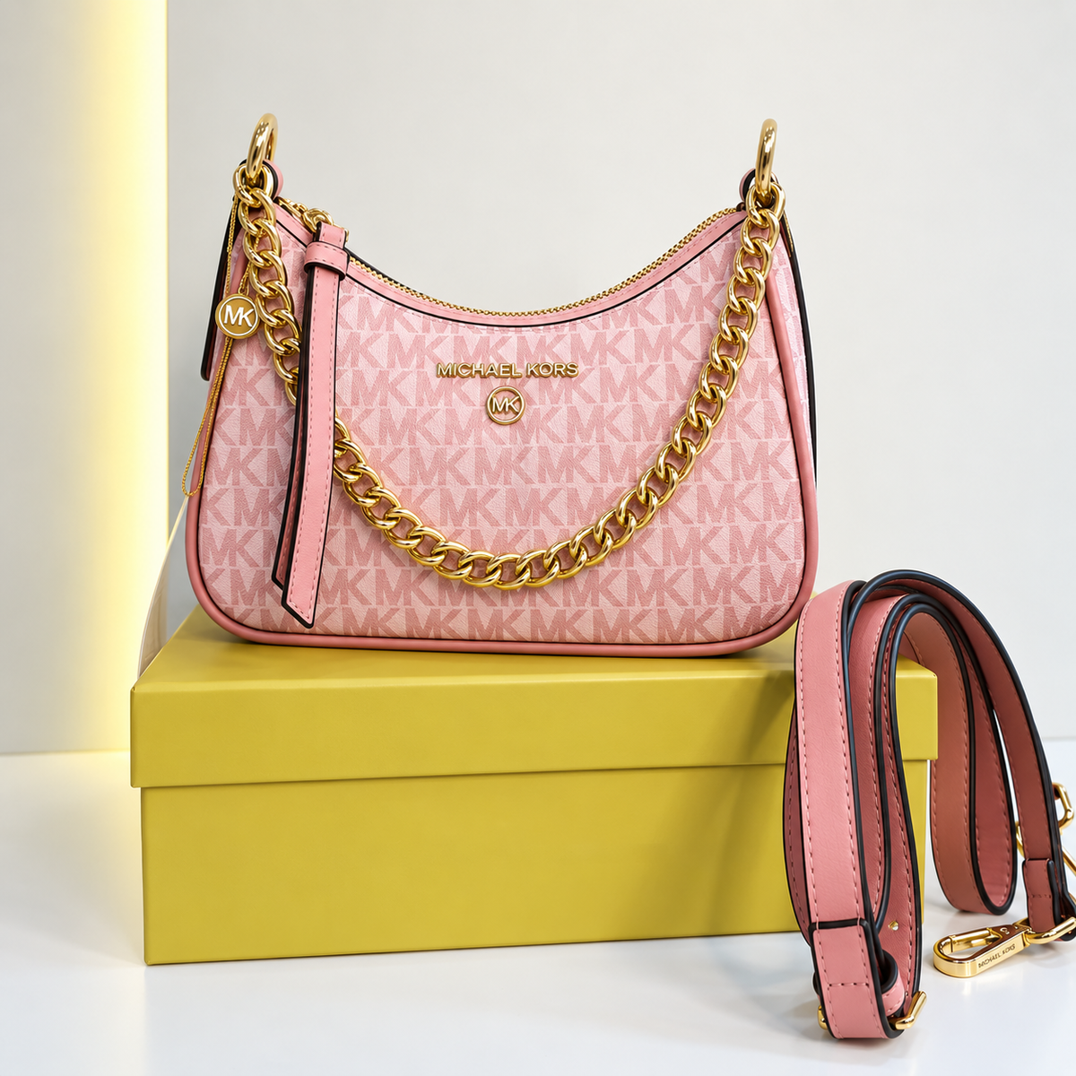 MK-Inspired Charm Shoulder Bag With Box And Dust Bag (Pink) Main image