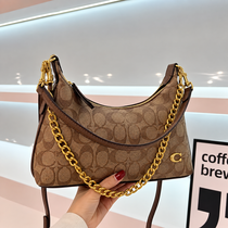 C-Inspired Signature Chain Hobo Shoulder Bag With Box And Dust Bag Including Carry Bag (Apricot)