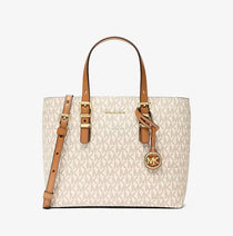 MK-Inspired Emma Signature MK Satchel Tote With Shoulder Strap With Box And Dust Bag (Beige)