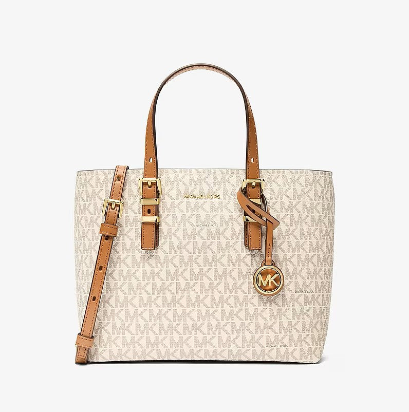 MK-Inspired Emma Signature MK Satchel Tote With Shoulder Strap With Box And Dust Bag (Beige)