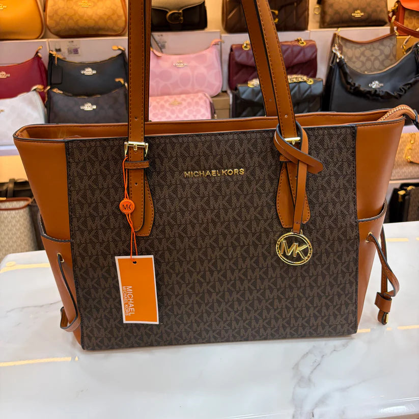 MK-inspired Voyager Premium Quality Tote Bag With Dust Bag (Coffee Brown) Main image