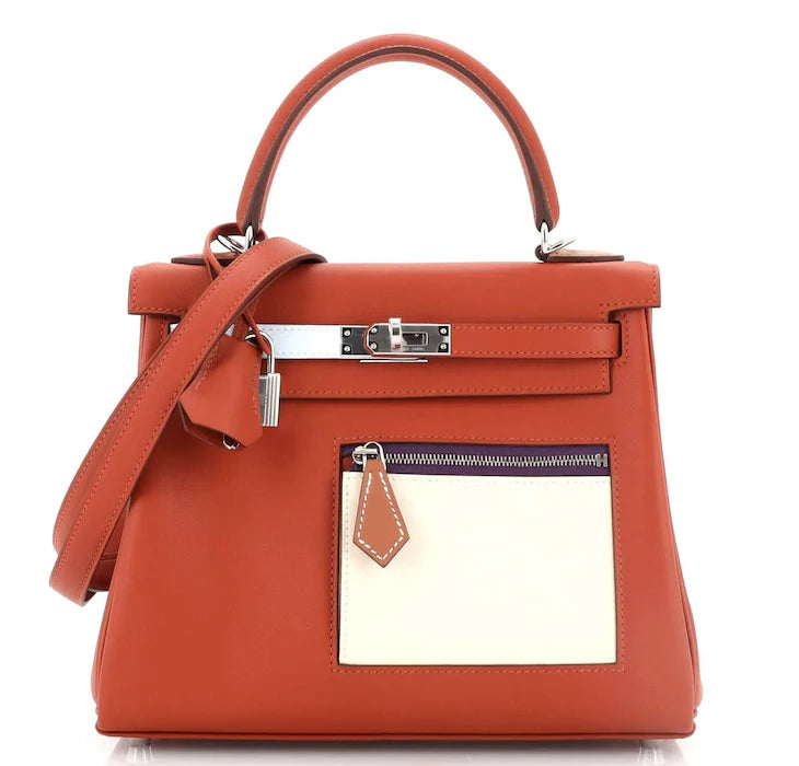 H-Inspired Kelly 25 Colormatic Retourne With Box And Dust Bag (Orange)