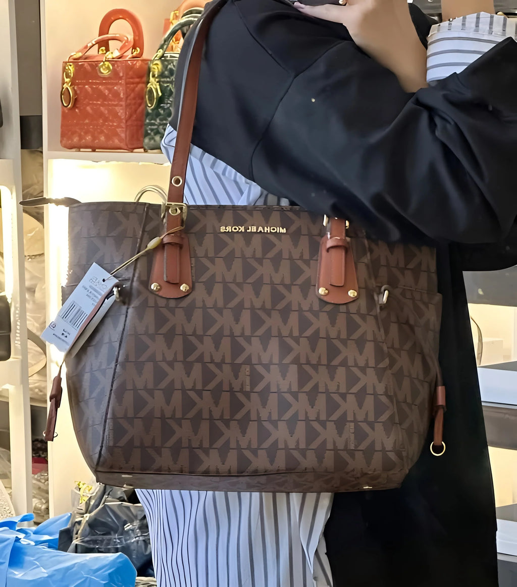 MK-Inspired Voyager Tote Bag With Dust Bag (Brown)