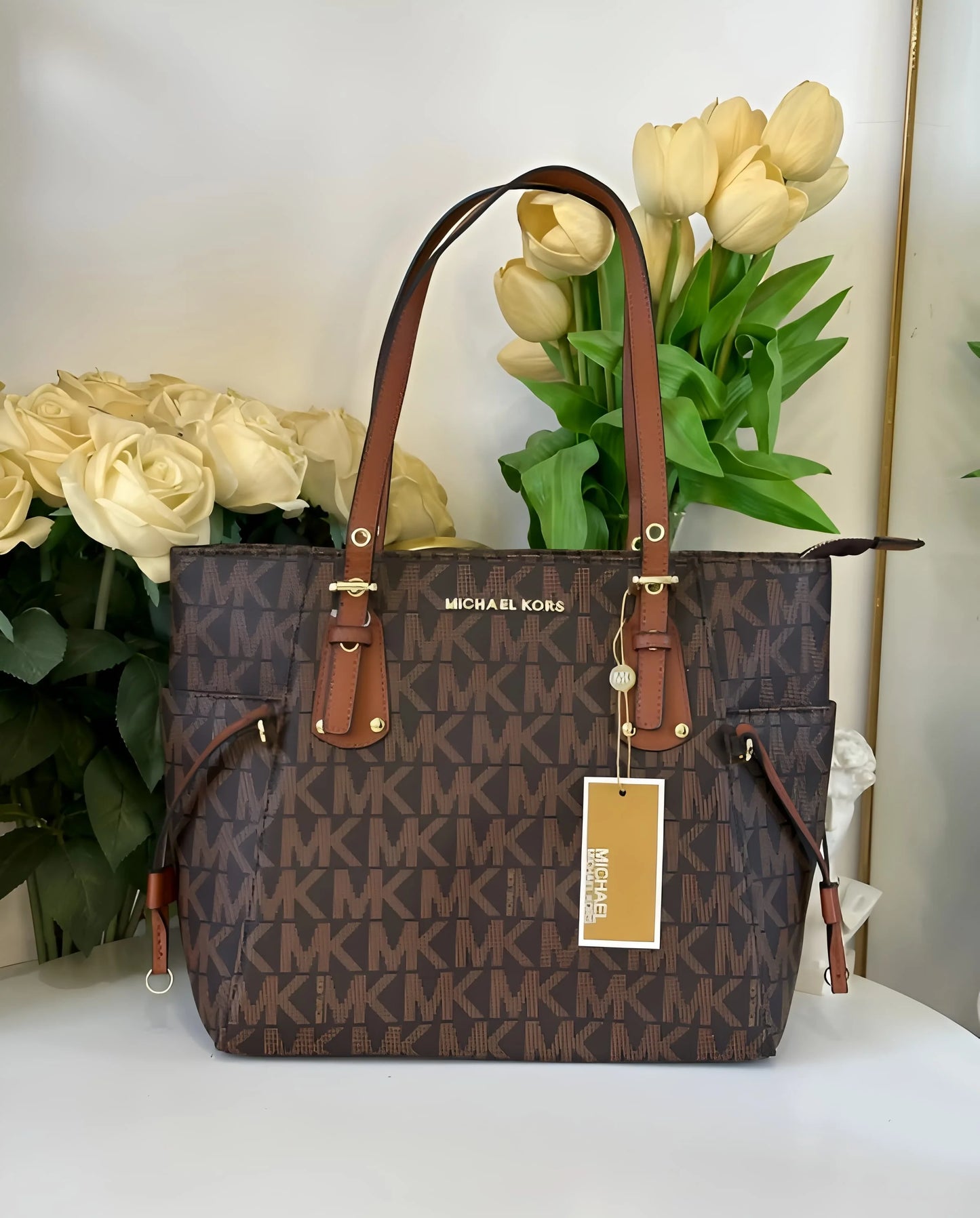 MK-Inspired Voyager Tote Bag With Dust Bag (Brown)