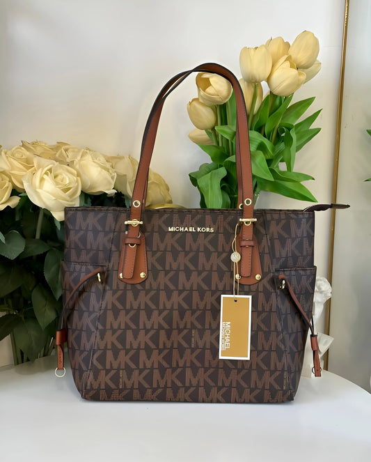 MK-Inspired Voyager Tote Bag With Dust Bag (Brown)