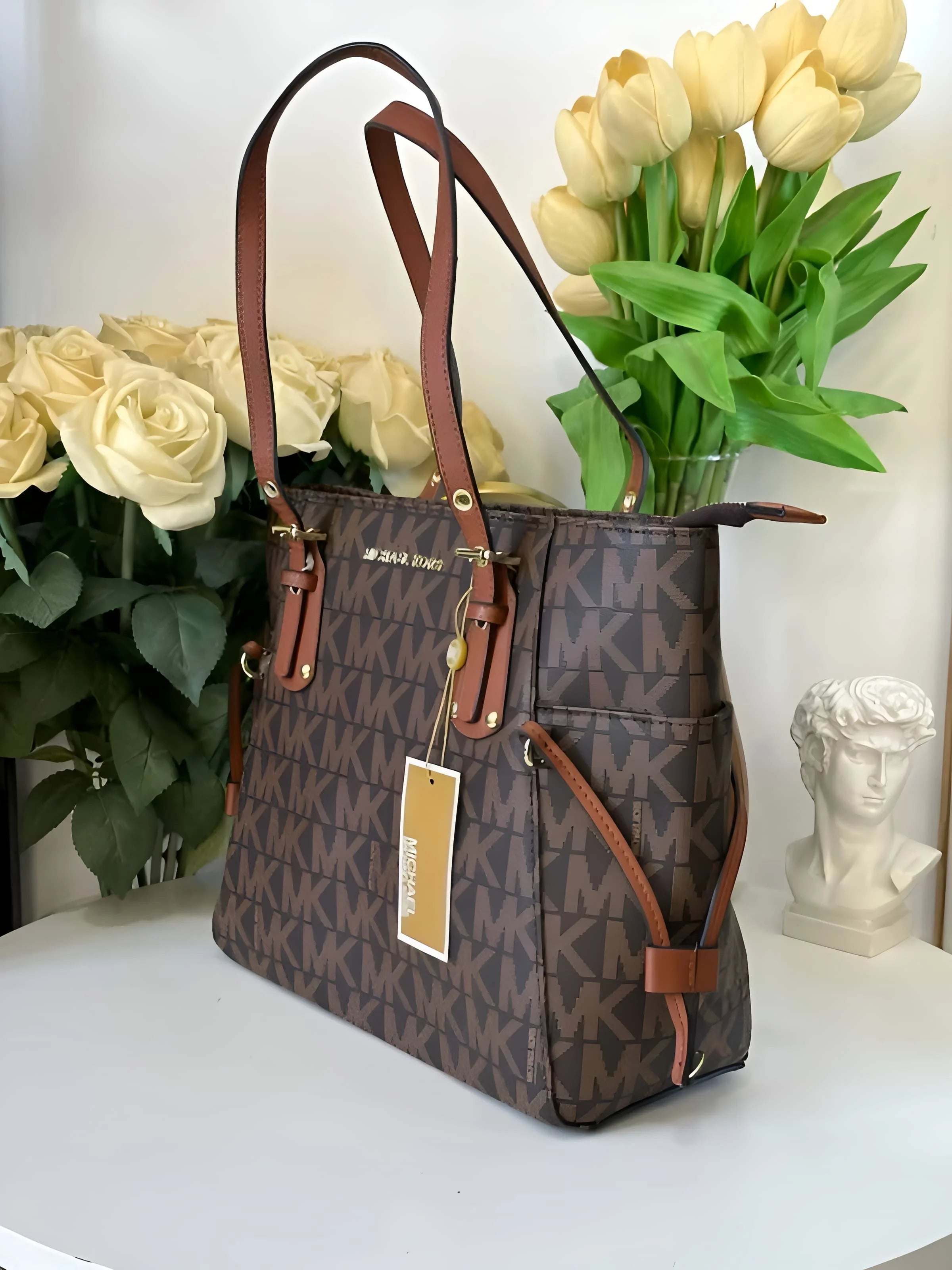 MK-Inspired Voyager Tote Bag With Dust Bag (Brown) Secondary image