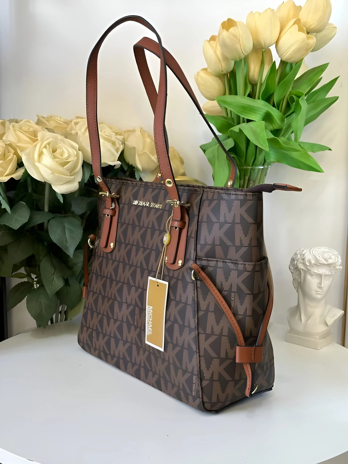 MK-Inspired Voyager Tote Bag With Dust Bag (Brown)