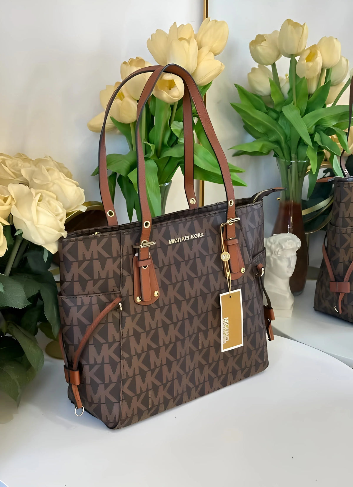 MK-Inspired Voyager Tote Bag With Dust Bag (Brown)