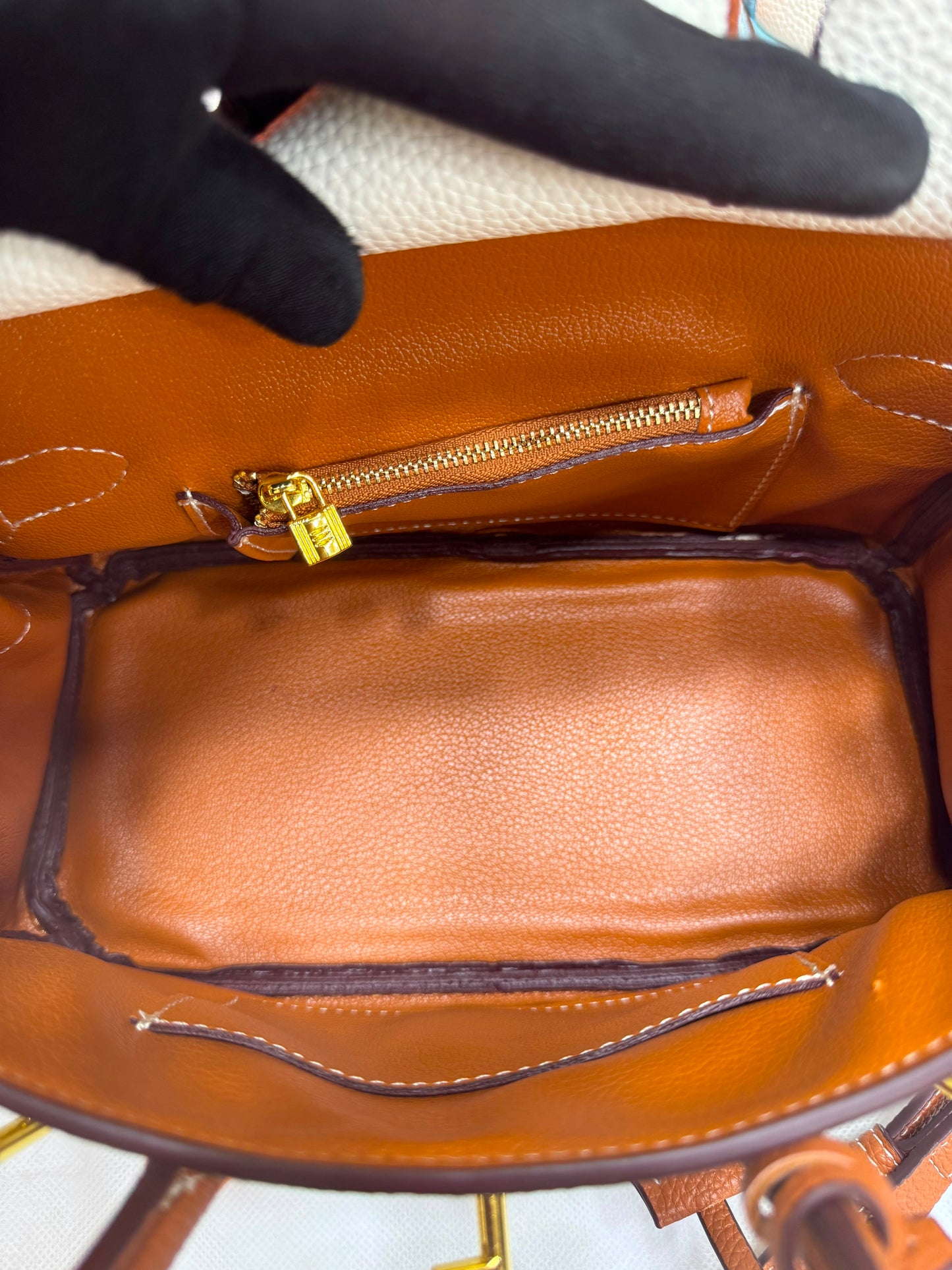 H-Inspired Togo Horseshoe Birkin Handbag With Box And Dust Bag And Carry Bag (BROWN)