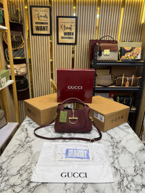 G-Inspired Softbit Medium Top Handle Bag With Double Box And Dust Bag (Maroon)