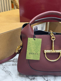 G-Inspired Softbit Medium Top Handle Bag With Double Box And Dust Bag (Maroon)