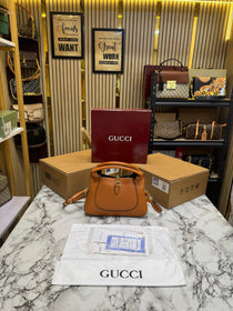 G-Inspired Softbit Medium Top Handle Bag With Double Box And Dust Bag (Brown)