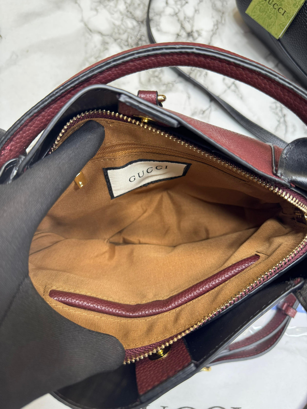 G-Inspired Softbit Medium Top Handle Bag With Double Box And Dust Bag (Maroon)