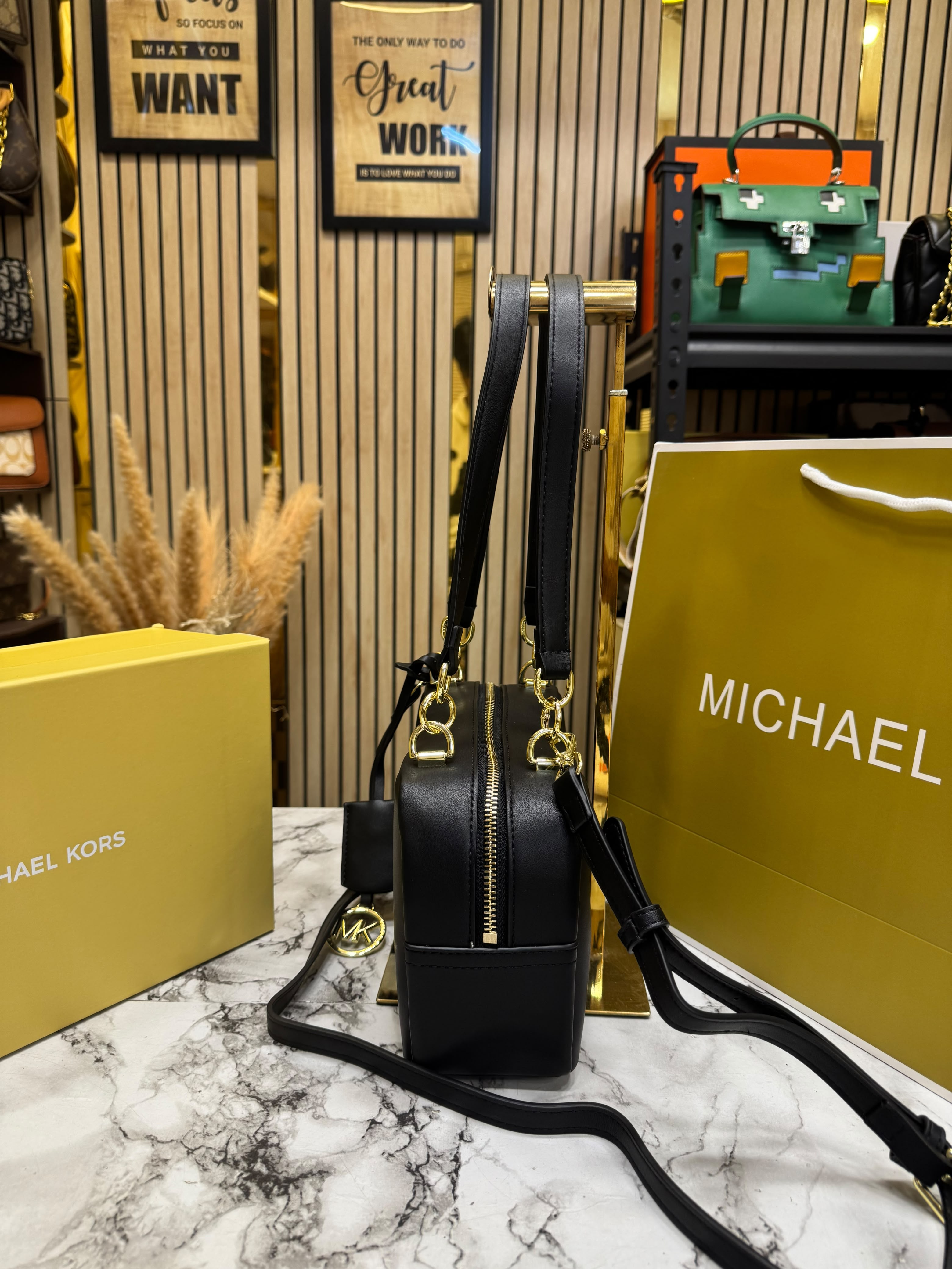 MK-Inspired Charm Shoulder Bag With Box And Dust Bag (Black) Secondary image