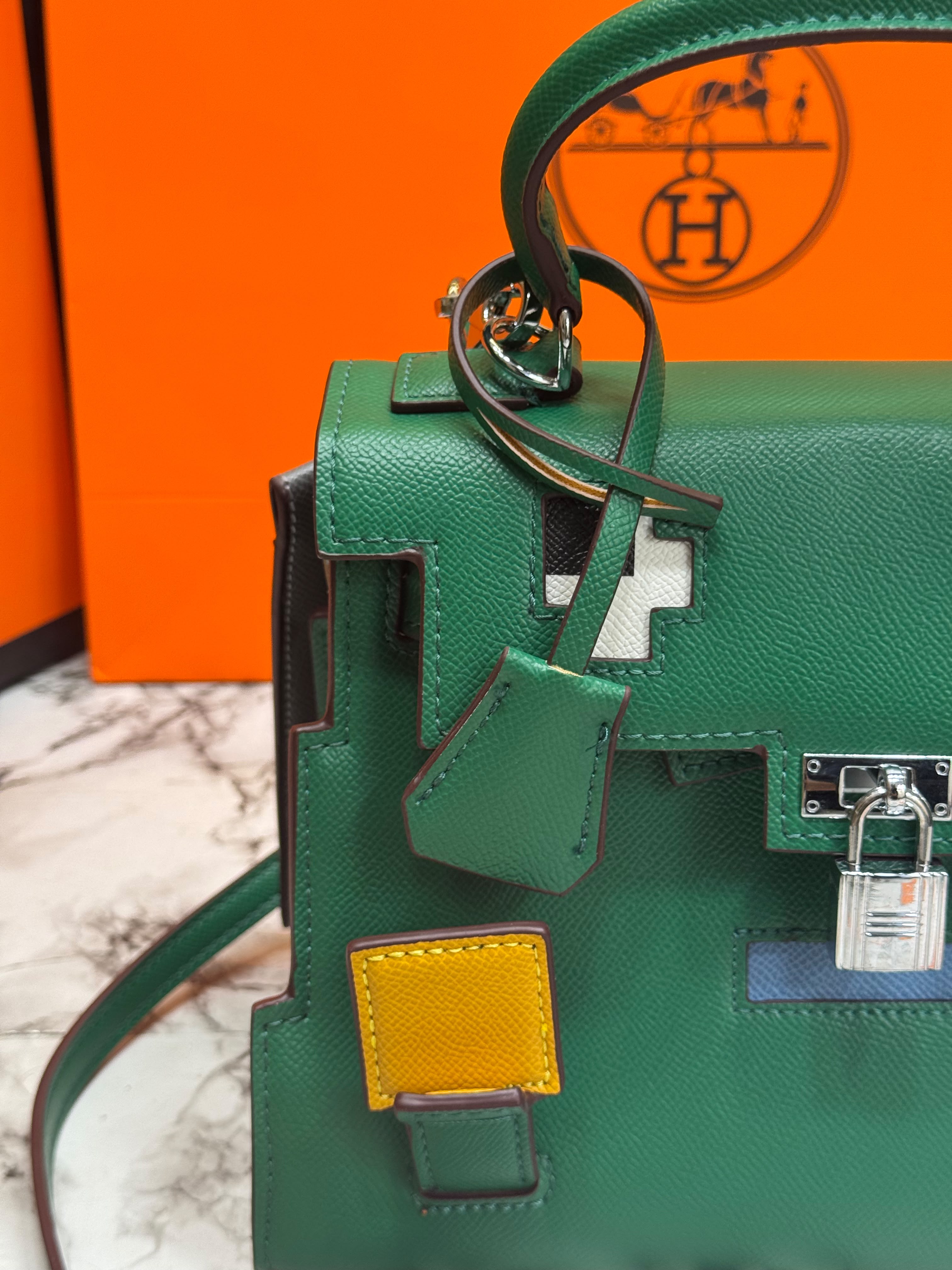 H-Inspired Kelly Doll Mini Top Handle Crossbody Bag With Box And Dust Bag Including Carry Bag (Green) Secondary image
