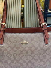 C-Inspired City Signature Canvas Tote Bag With Dust Bag (Apricot-Brown)