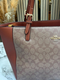 C-Inspired City Signature Canvas Tote Bag With Dust Bag (Apricot-Brown)
