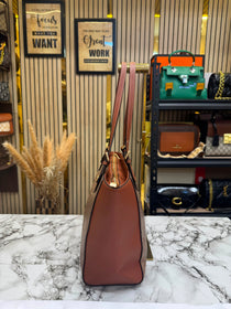 C-Inspired City Signature Canvas Tote Bag With Dust Bag (Apricot-Brown)