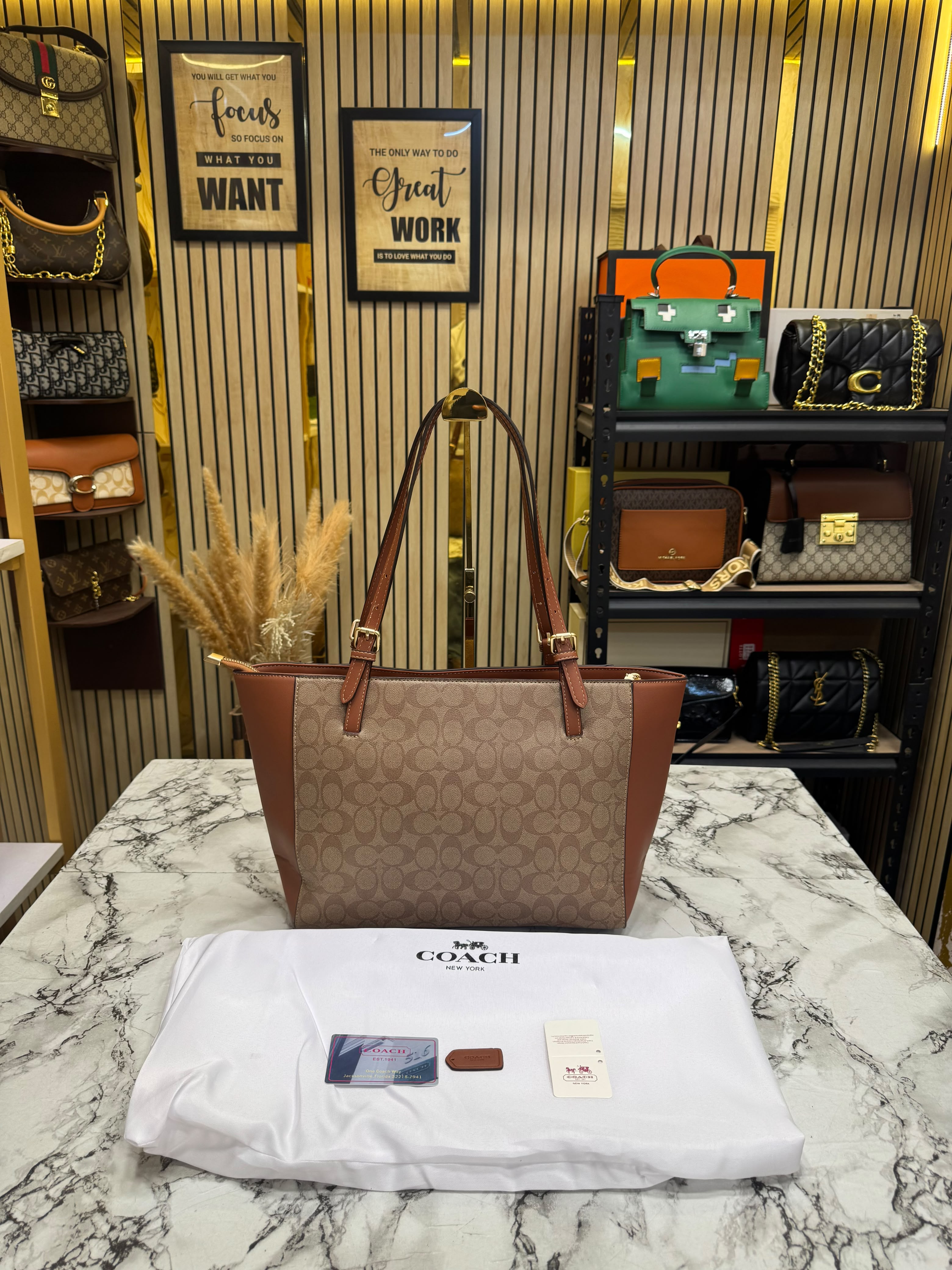 C-Inspired City Signature Canvas Tote Bag With Dust Bag (Apricot-Brown) Secondary image
