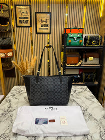 C-Inspired City Signature Canvas Tote Bag With Dust Bag (Black)