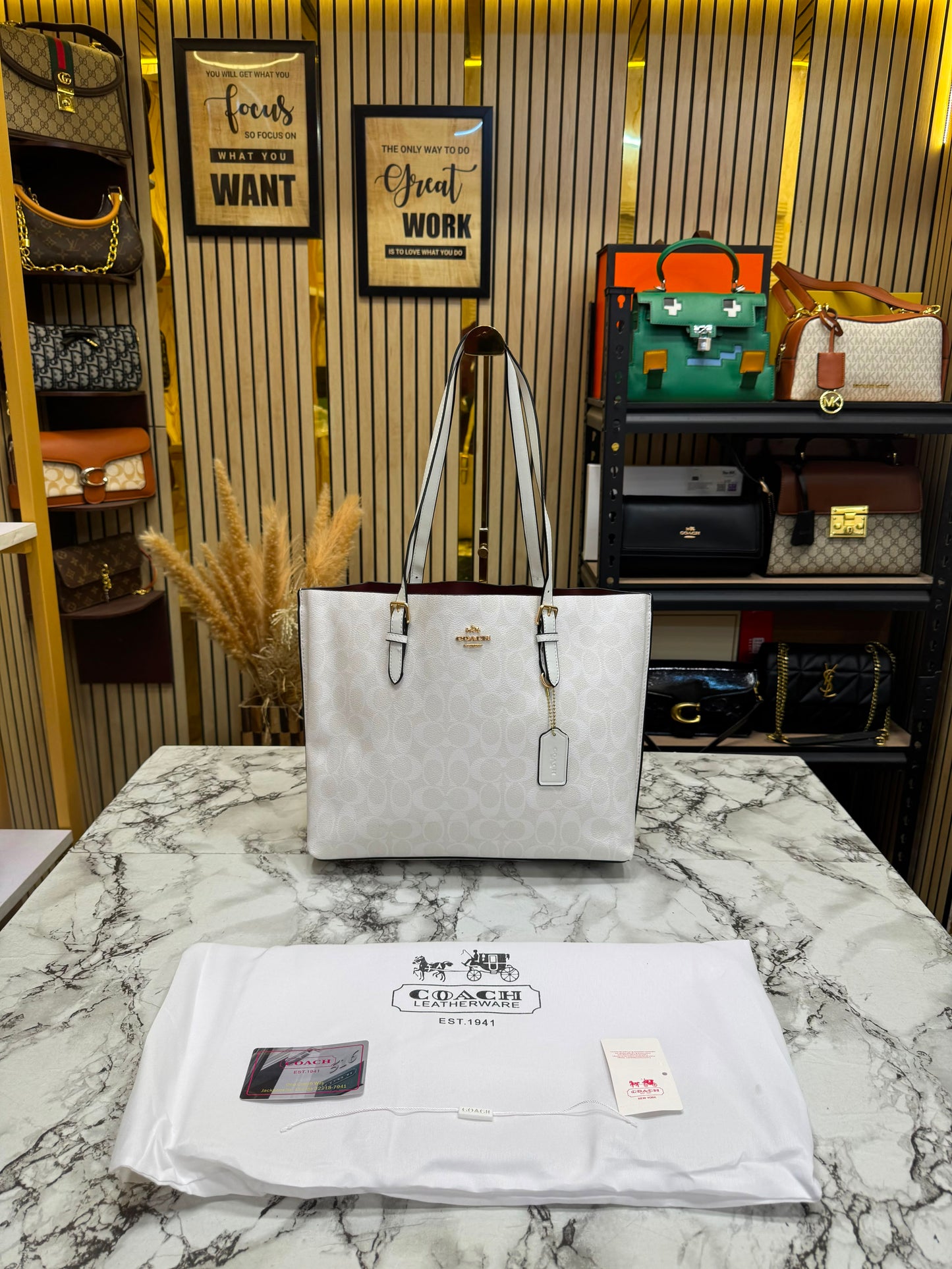 C-inspired Mollie Tote Bag With Dust Bag (White)