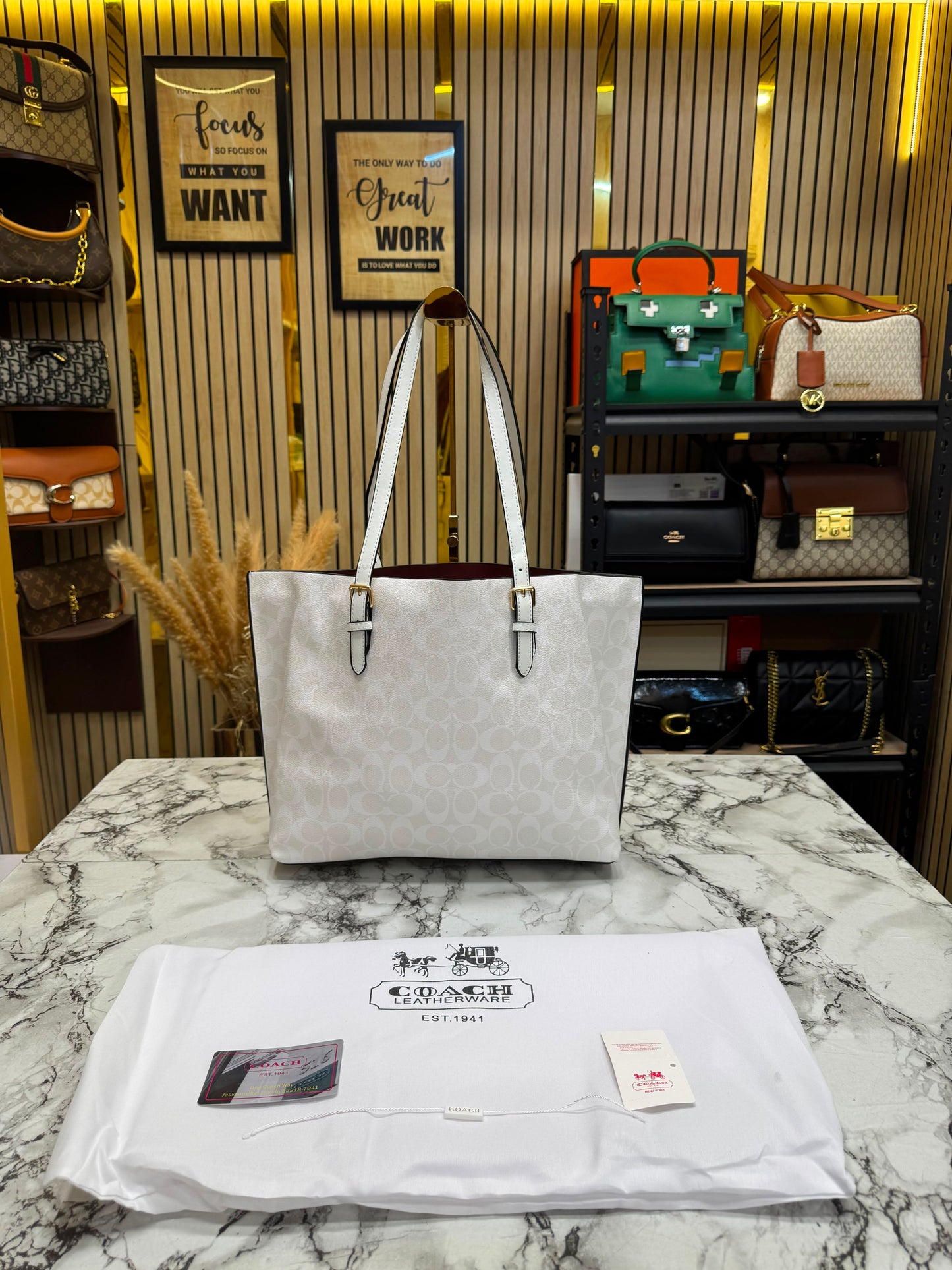 C-inspired Mollie Tote Bag With Dust Bag (White)