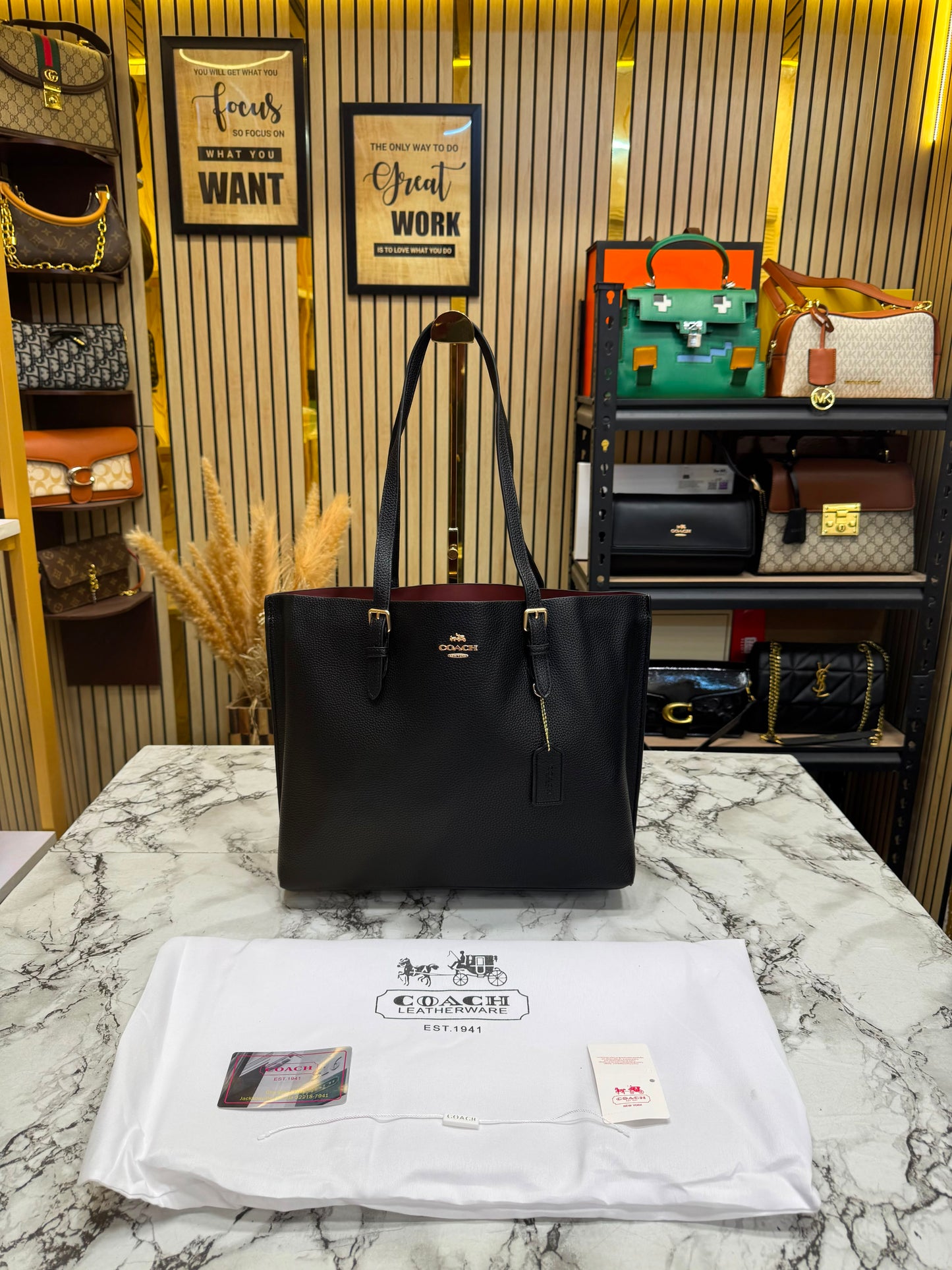 C-inspired mollie tote bag with dust bag (Black)