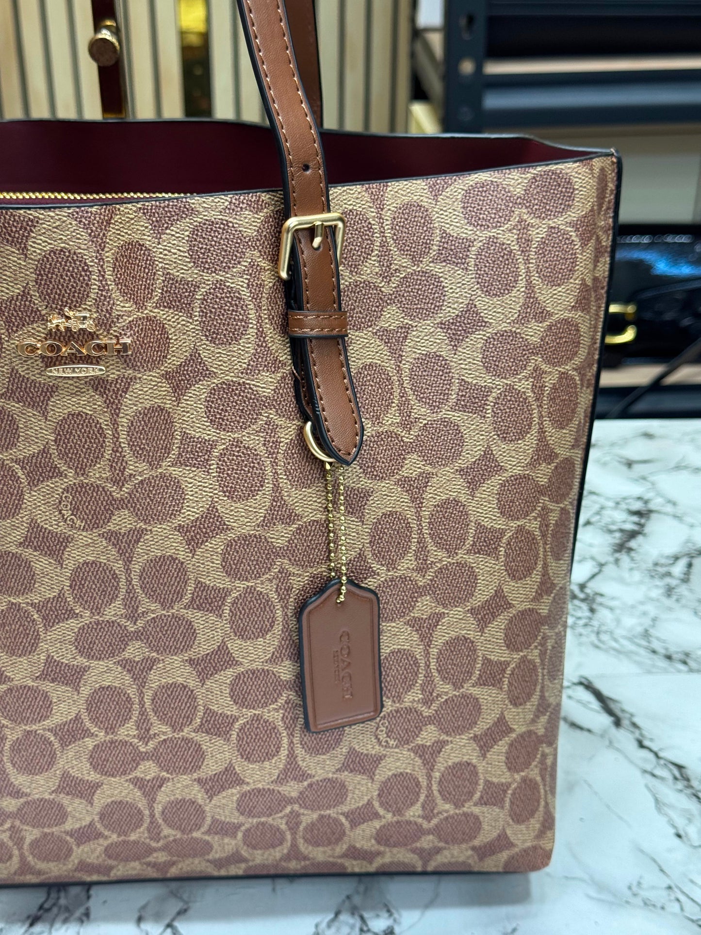 C-Inspired mollie tote bag with dust bag (Brown)