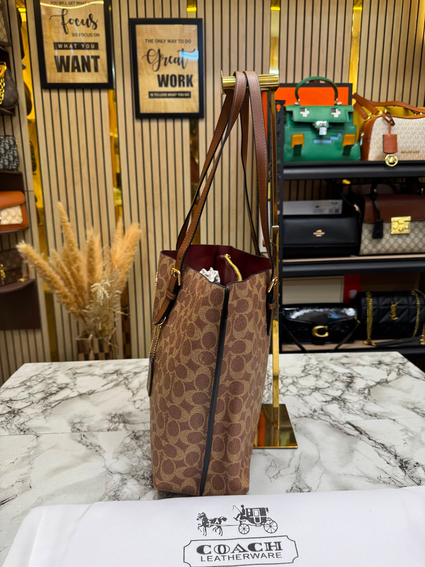 C-Inspired mollie tote bag with dust bag (Brown)