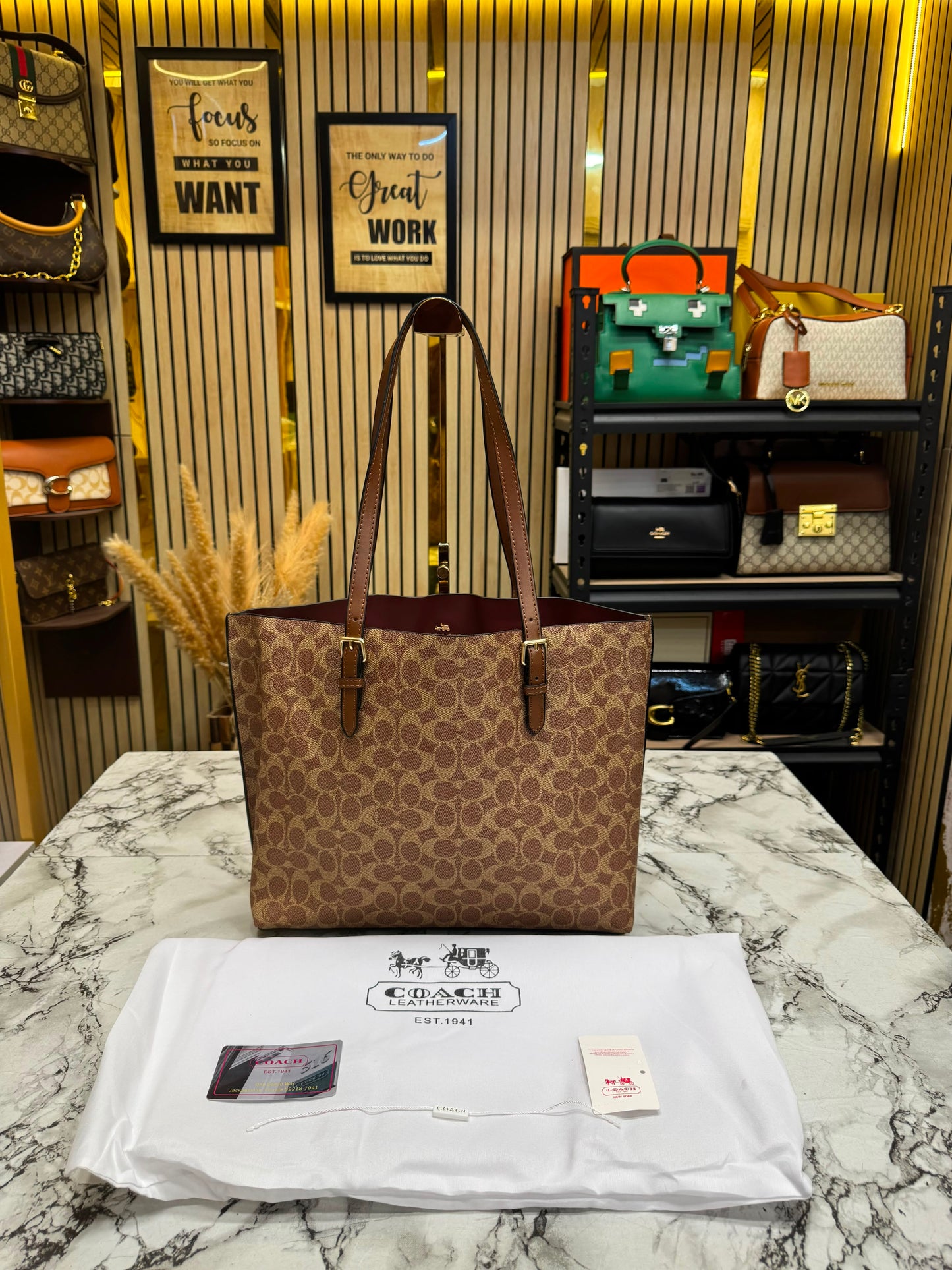 C-Inspired mollie tote bag with dust bag (Brown)