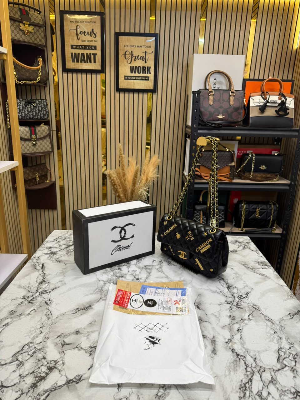 Chanel-Inspired Quilted Rue Classic Flap Bag With Box And Dust Bag (Black)