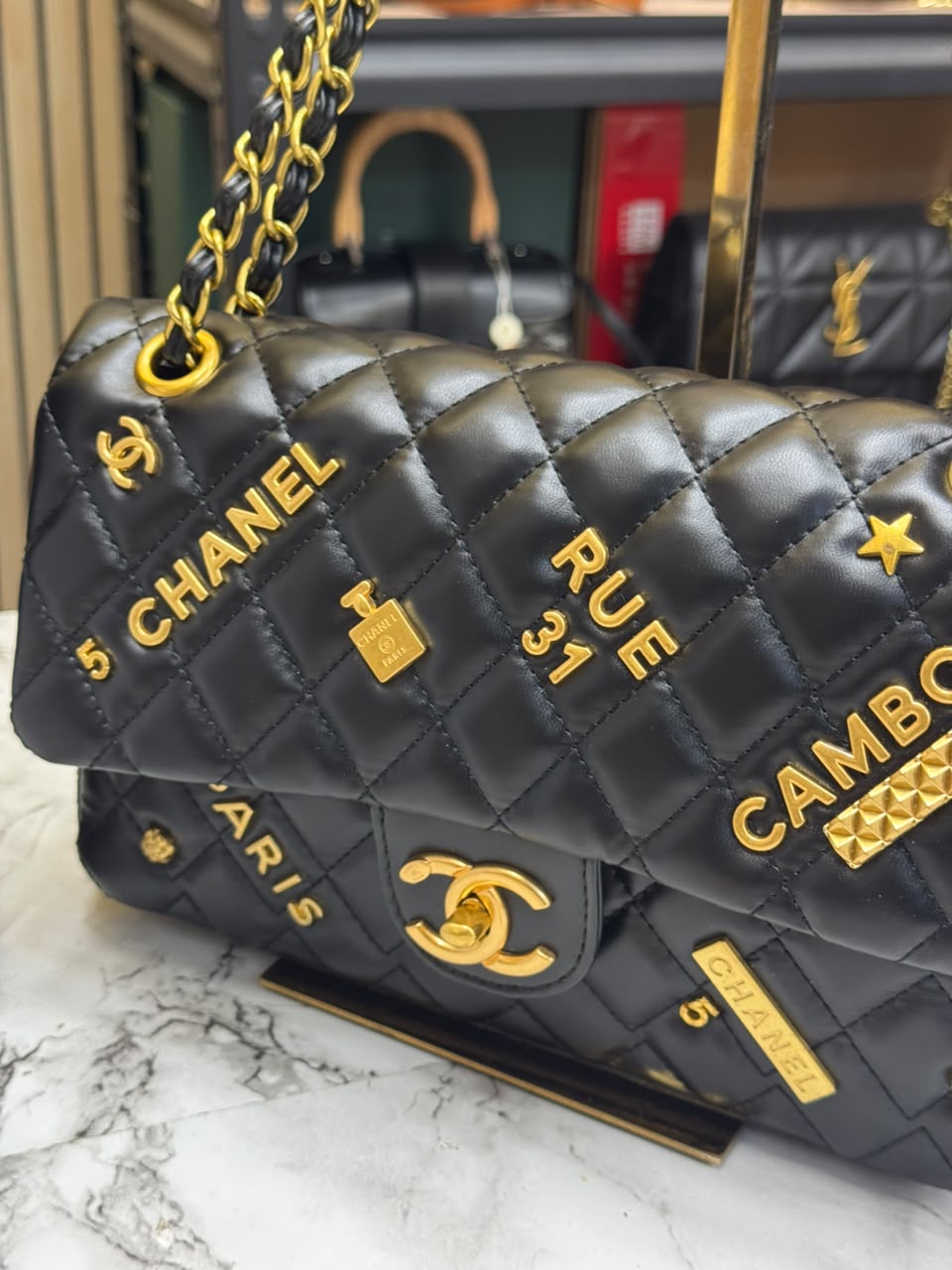 Chanel-Inspired Quilted Rue Classic Flap Bag With Box And Dust Bag (Black) Secondary image