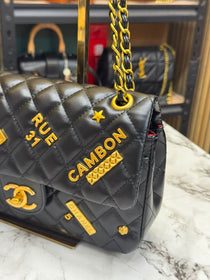 Chanel-Inspired Quilted Rue Classic Flap Bag With Box And Dust Bag (Black)