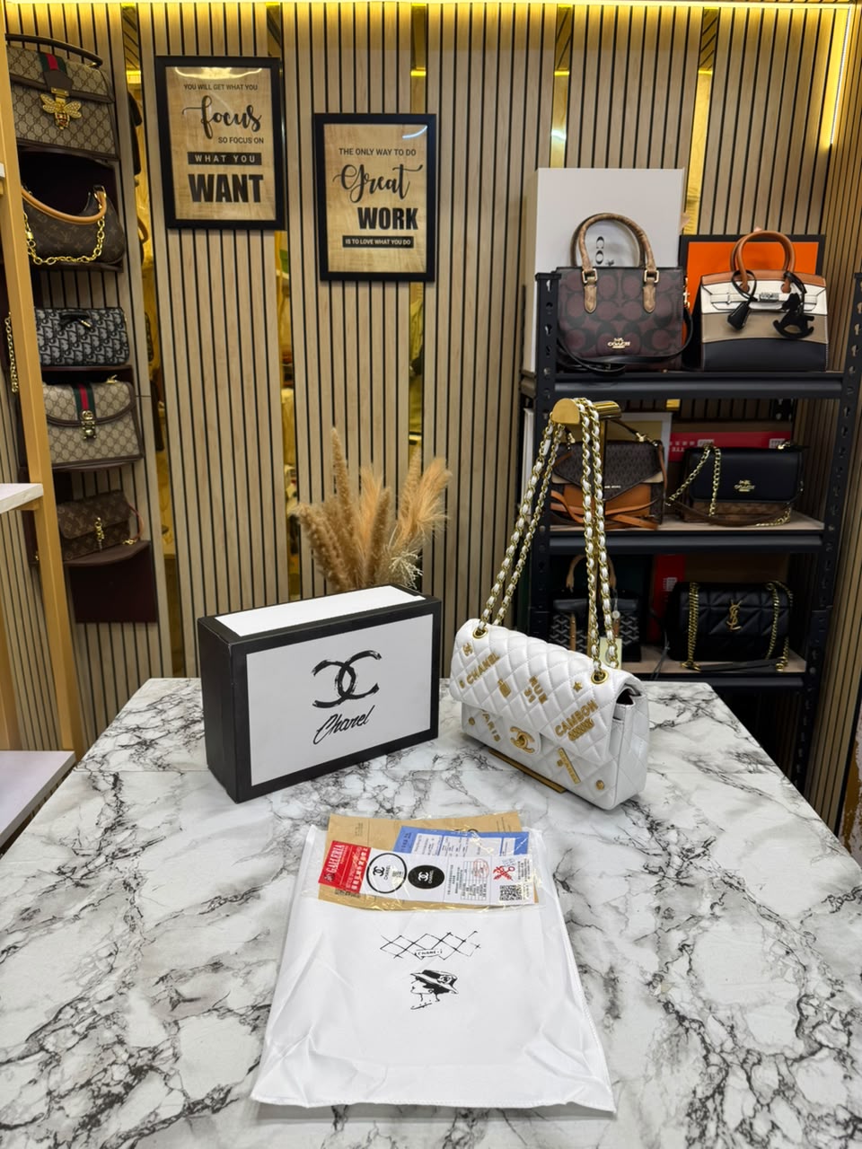 Chanel-Inspired Quilted Rue Classic Flap Bag With Box And Dust Bag (White) Secondary image