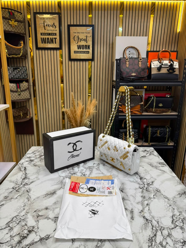 Chanel-Inspired Quilted Rue Classic Flap Bag With Box And Dust Bag (White)