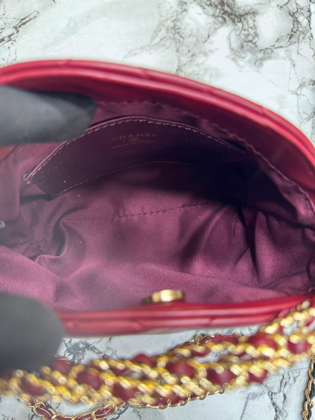 Chanel-Inspired Cavior Quilted Crossbody Bag Gold Chain With Box And Dust Bag (Maroon)