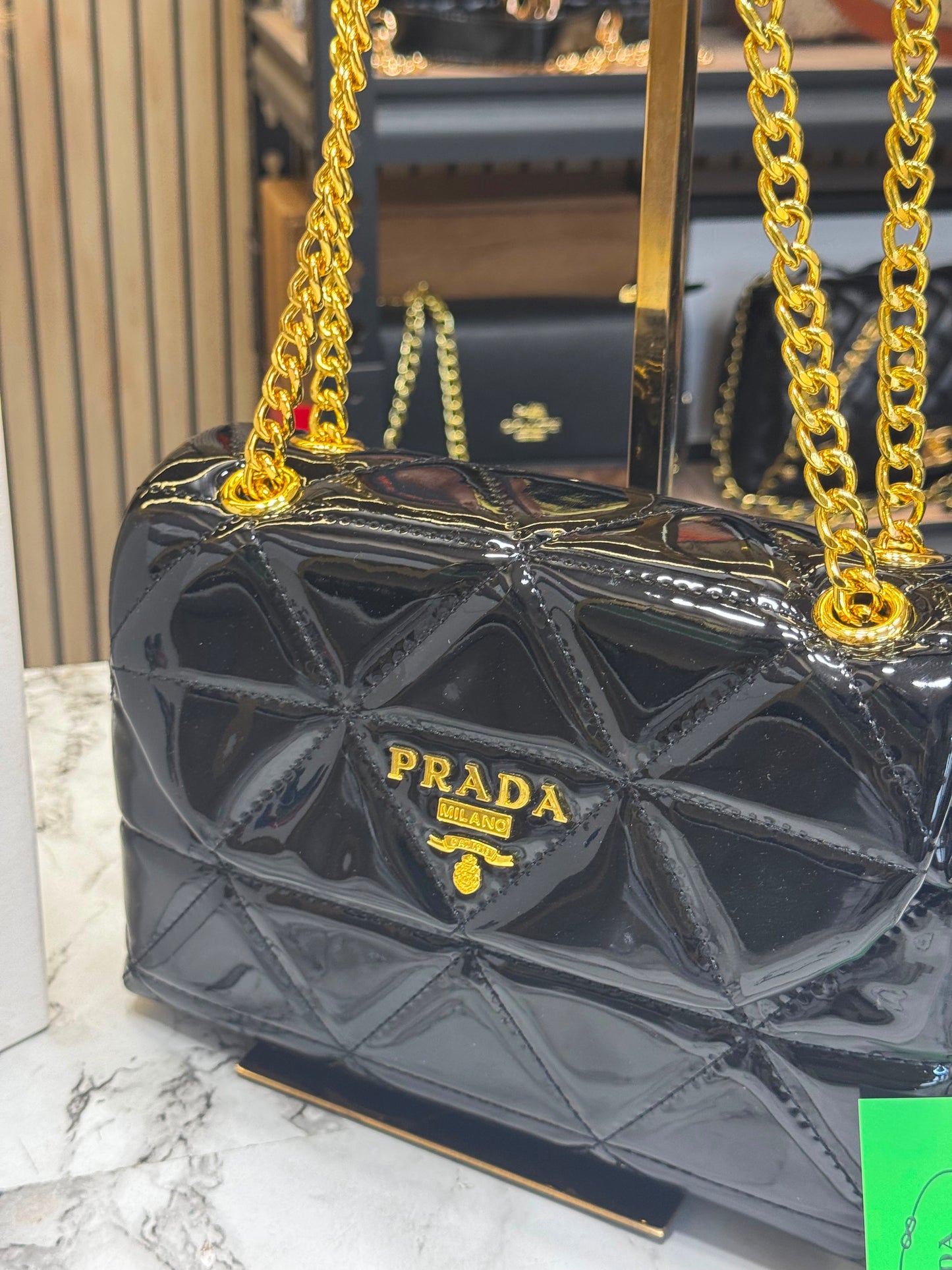 Prada-Inspired Quilted Spectrum Shoulder Bag With Box And Dust Bag (Black)