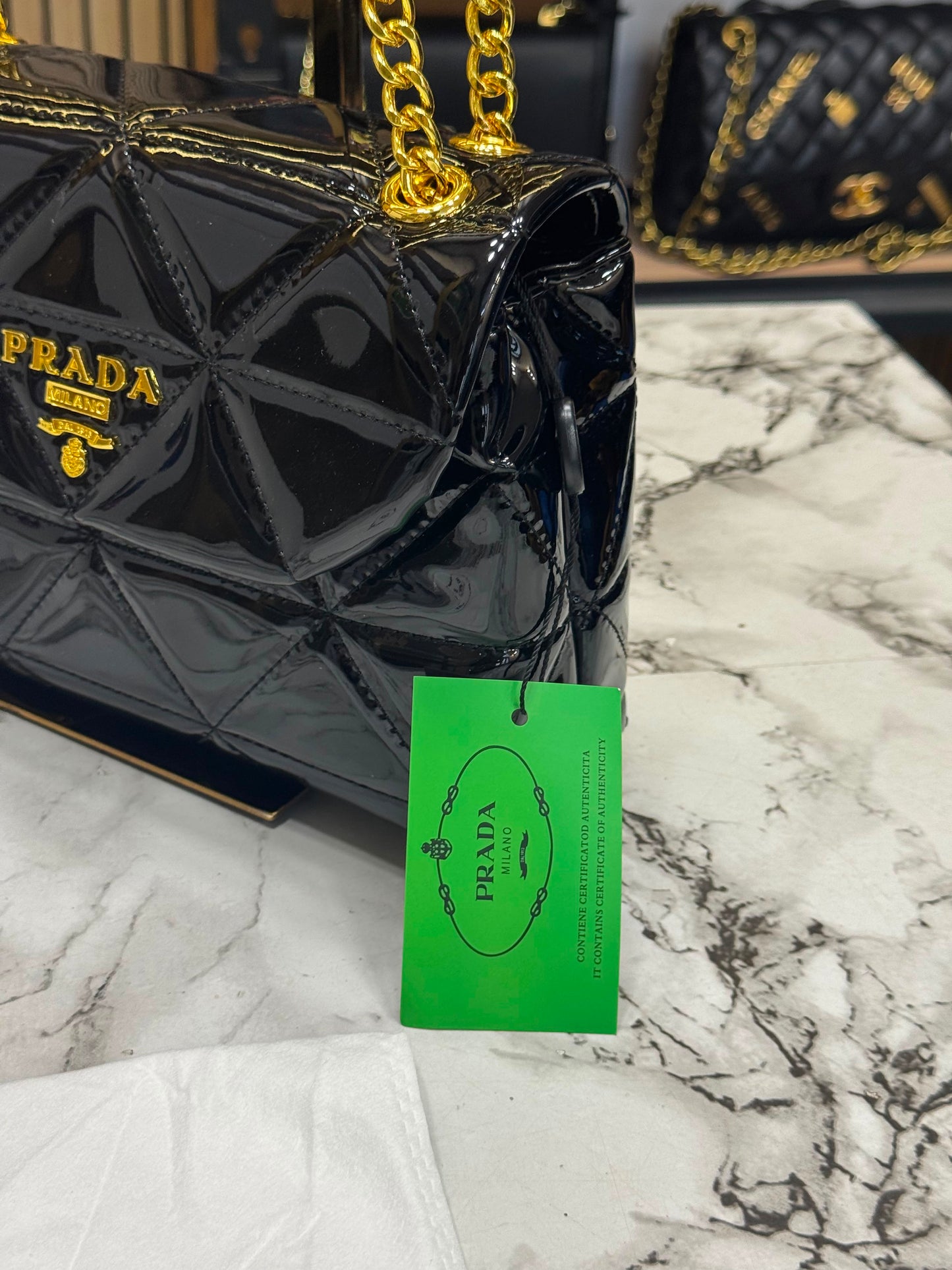 Prada-Inspired Quilted Spectrum Shoulder Bag With Box And Dust Bag (Black)